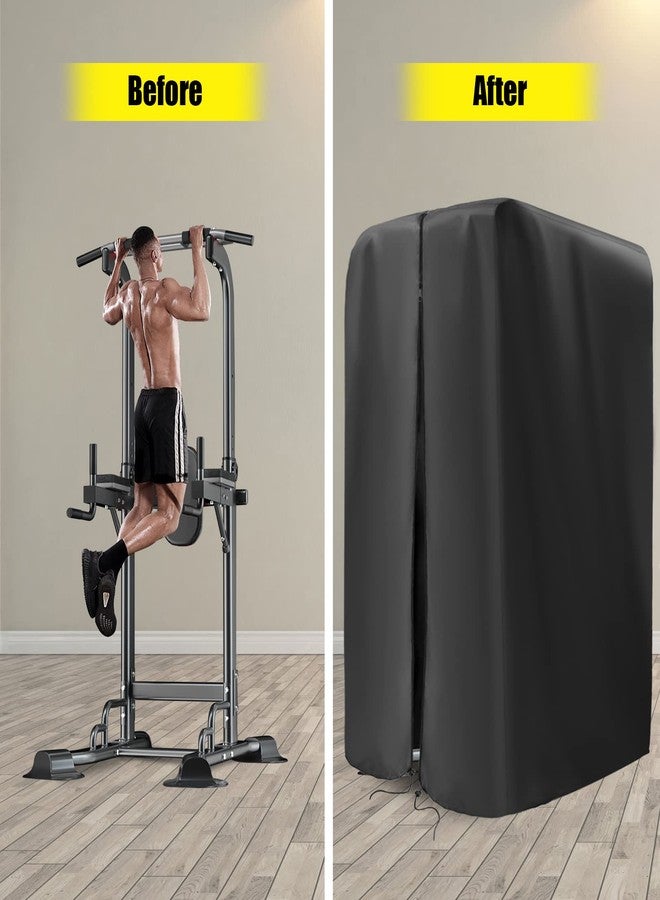 Kingling Pull Up Bar Station Covers, Pull Up Bar Stand Cover for Power Tower Home Strength Training Dip Stands Waterproof & Dustproof Protective Cover - 42''L x40''W x64''H - Image 2